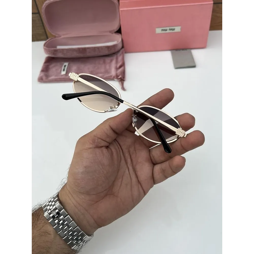 Premium Miu Miu Sunglasses Gold Brown For Men (SW211) - Image 2