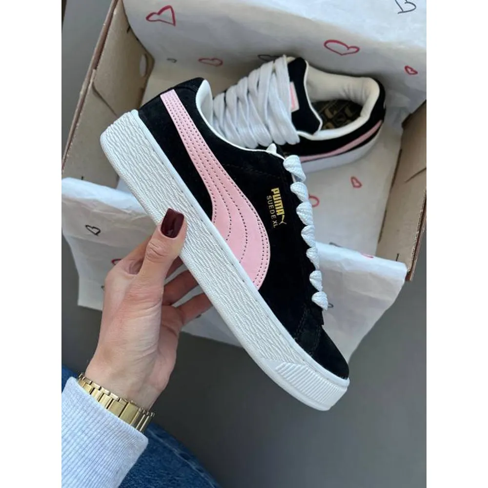 Premium Puma Suede XL Black Pink Shoes For Women (SW926) - Image 2