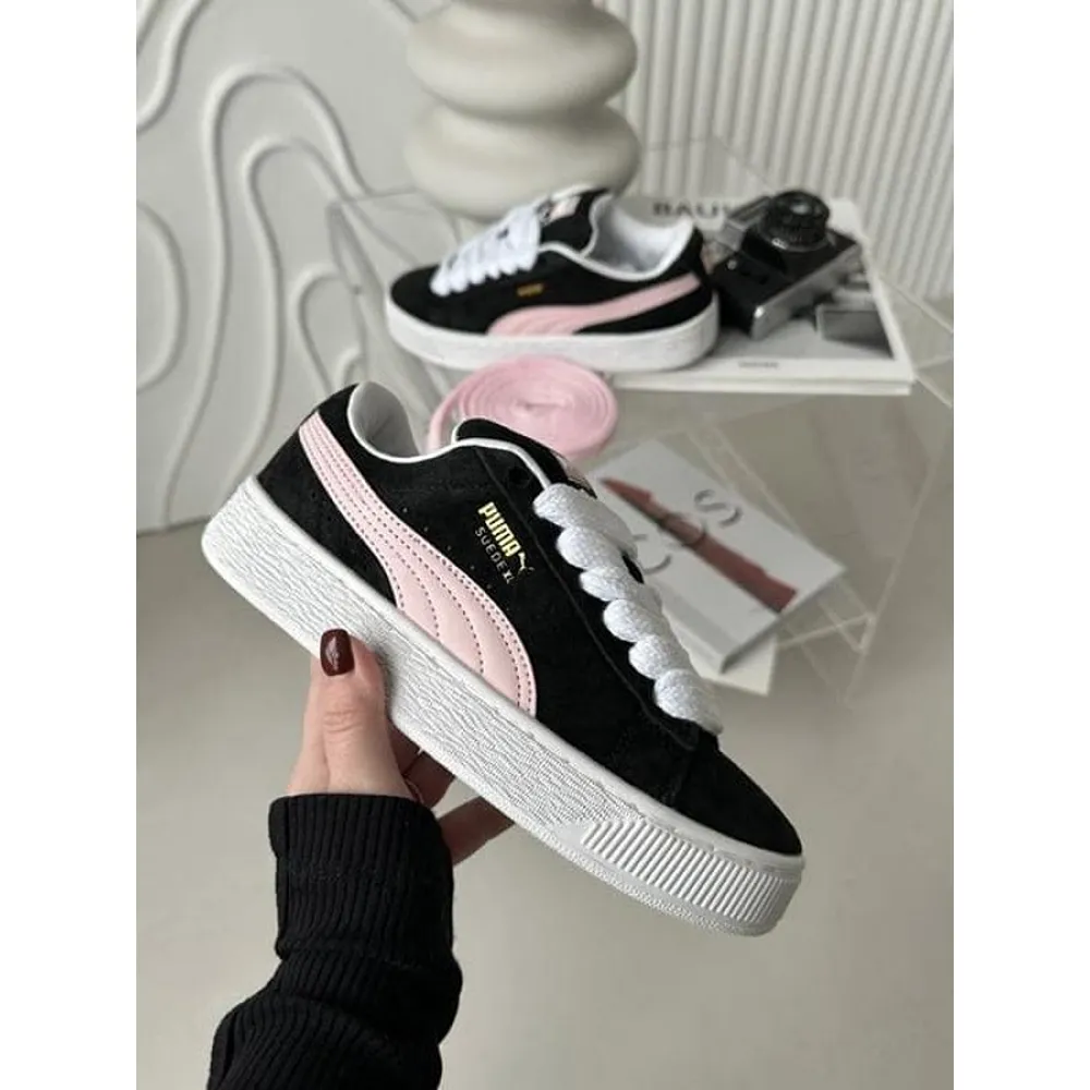 Premium Puma Suede XL Black Pink Shoes For Women (SW926) - Image 3