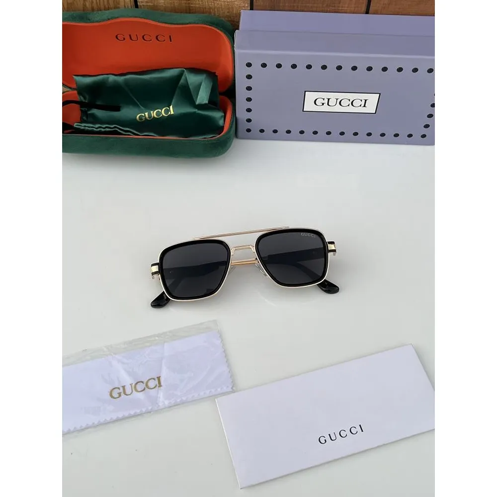 Premium Gucci Sunglass Gold Black For Men (BOT73) - Image 2