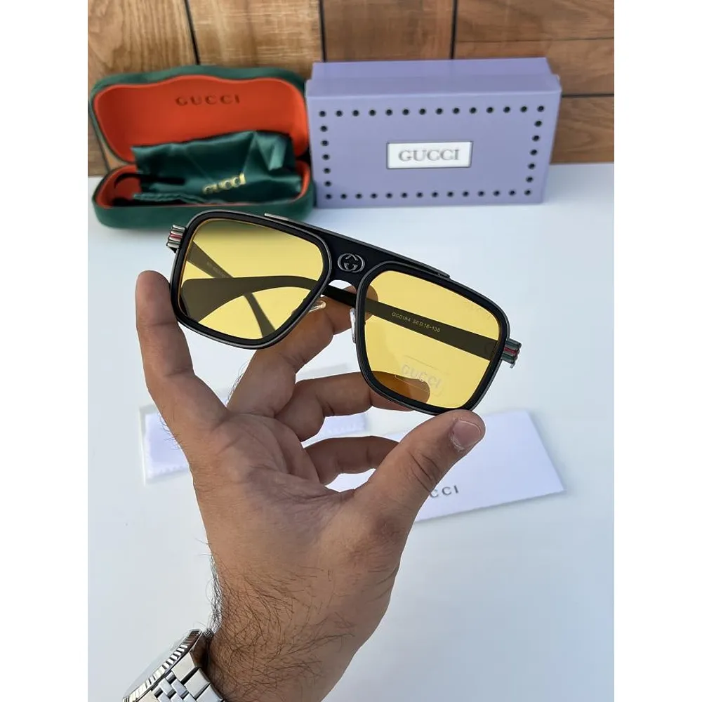 Premium Gucci Sunglass Black Yellow For Men (BOT74) - Image 3