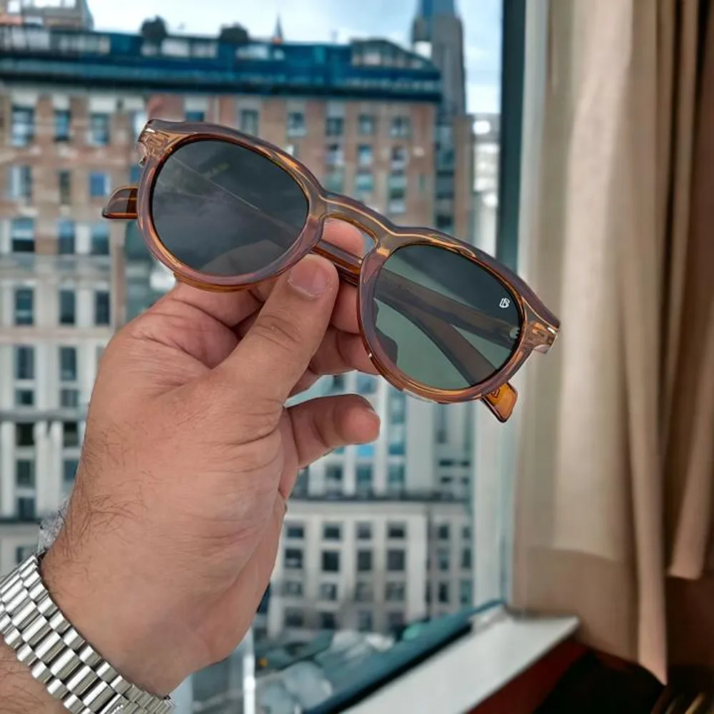 Premium David Beckham Sunglass Round Brown Green For Men (BOT103) - Image 2