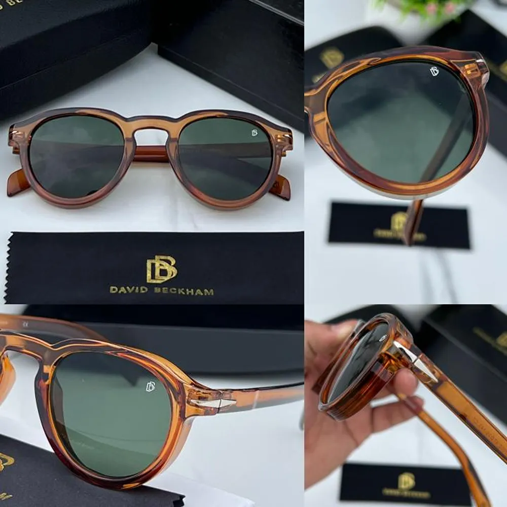 Premium David Beckham Sunglass Round Brown Green For Men (BOT103) - Image 3