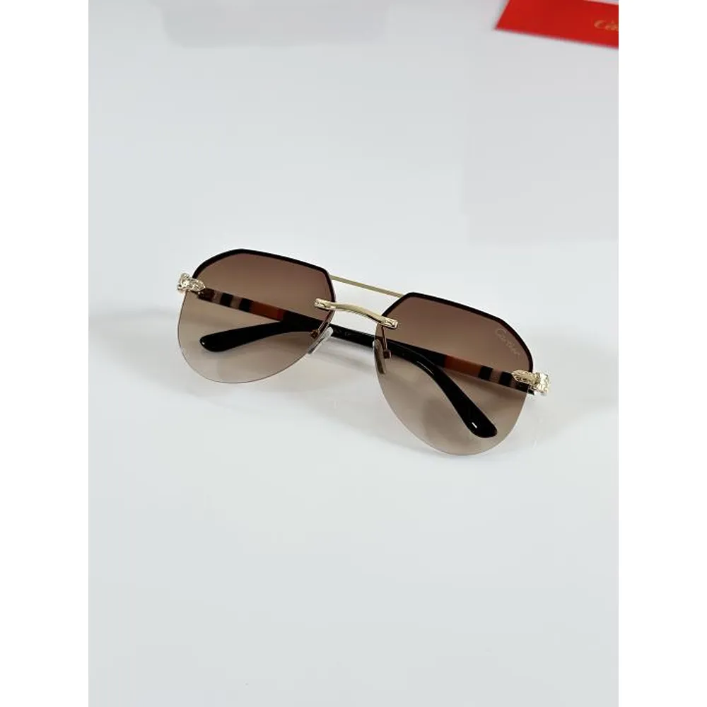 Premium Cartier Sunglass Gold Brown For Men (BOT77) - Image 3