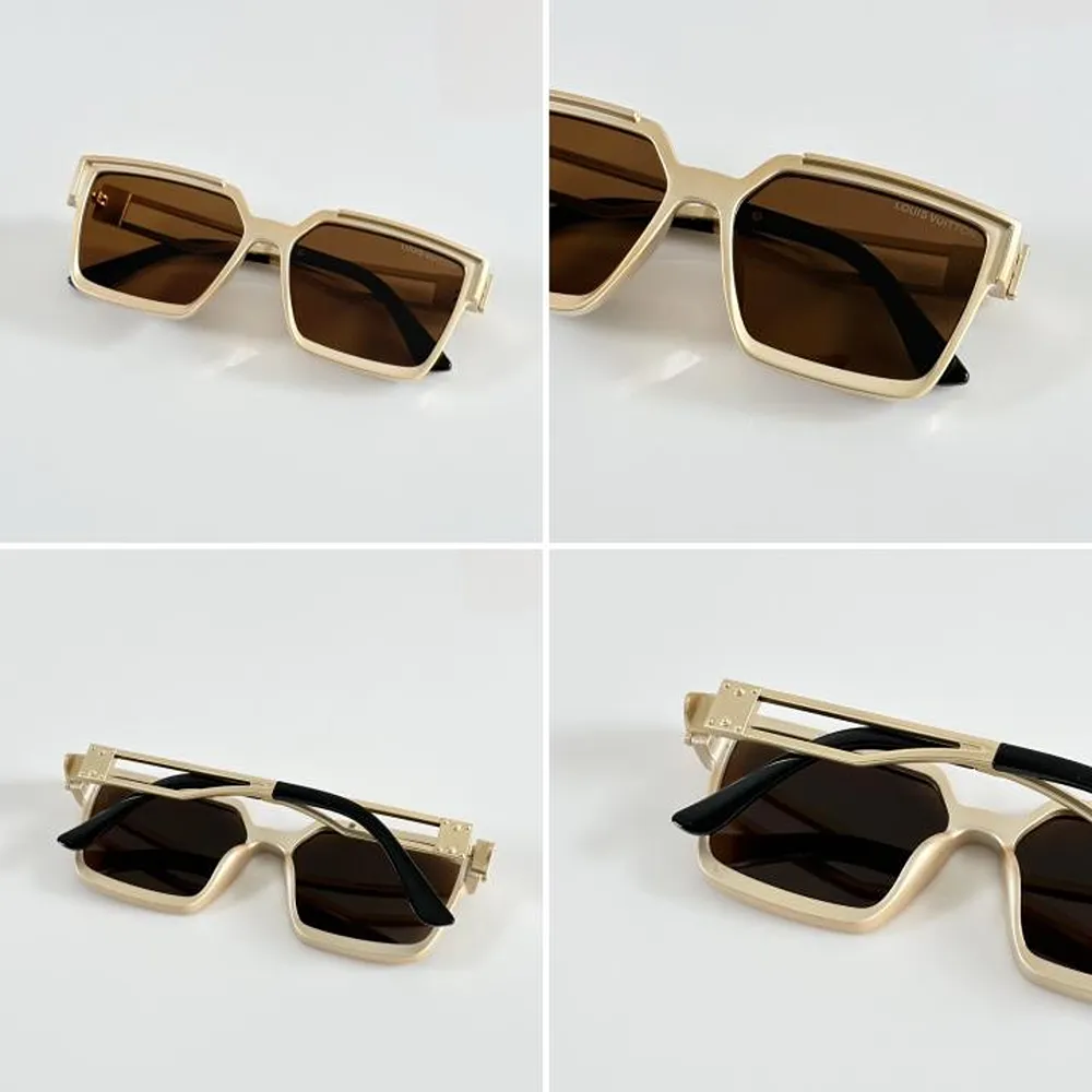 Stylish Louis Vuitton Sunglass Gold Brown For Men (FT624) - Image 2