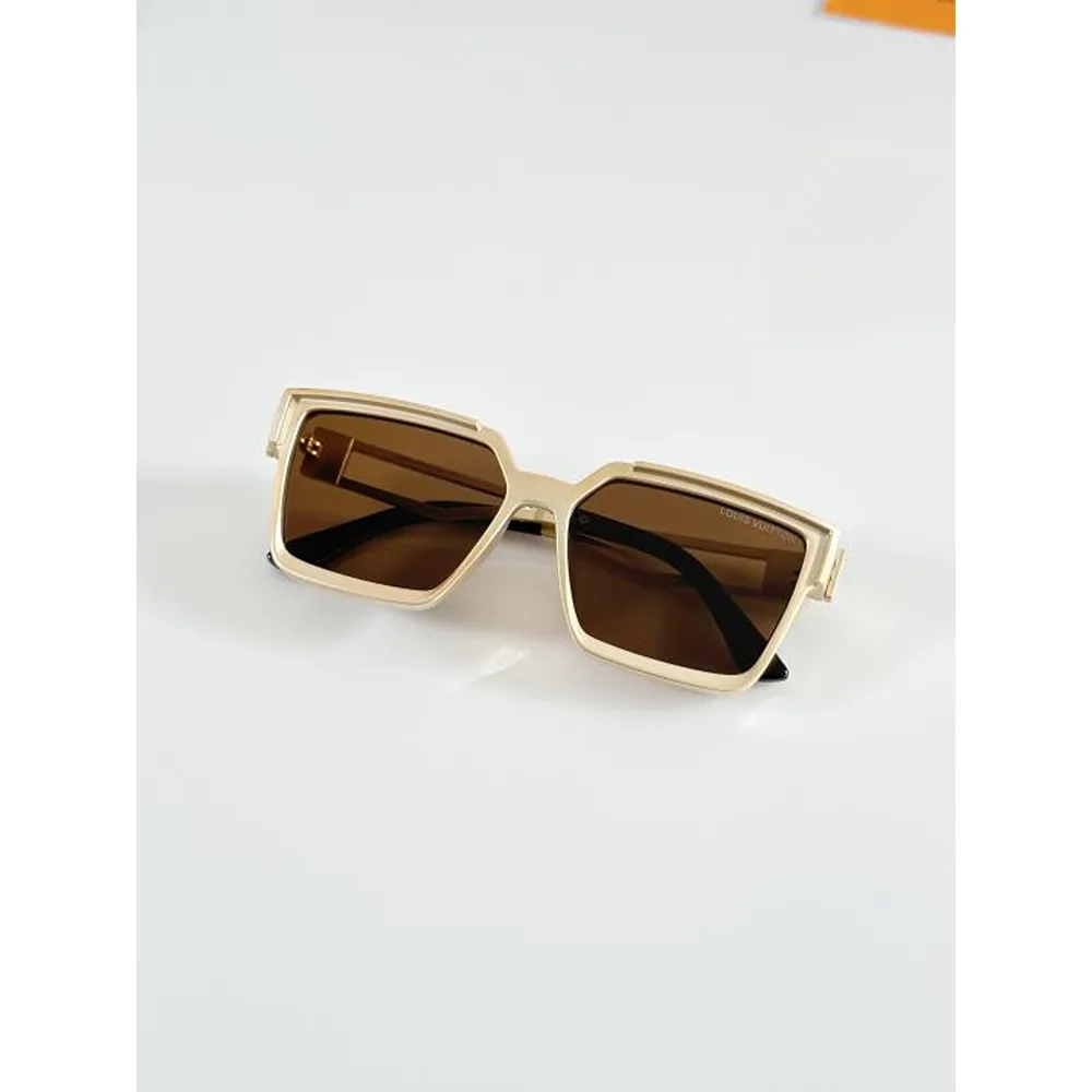 Premium Louis Vuitton Sunglass Gold Brown For Men (BOT86) - Image 3
