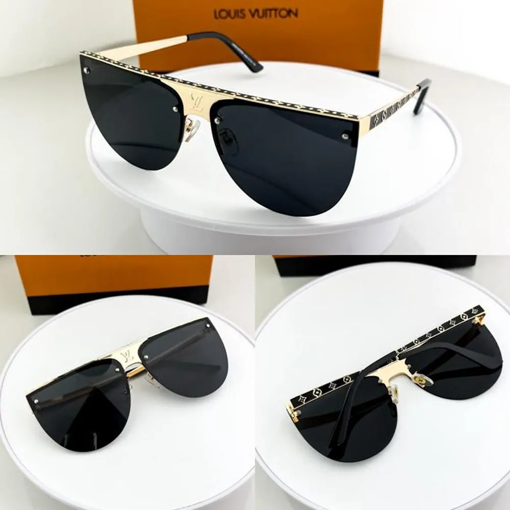 Stylish Louis Vuitton Sunglass Gold Black For Men (FT642) - Image 2
