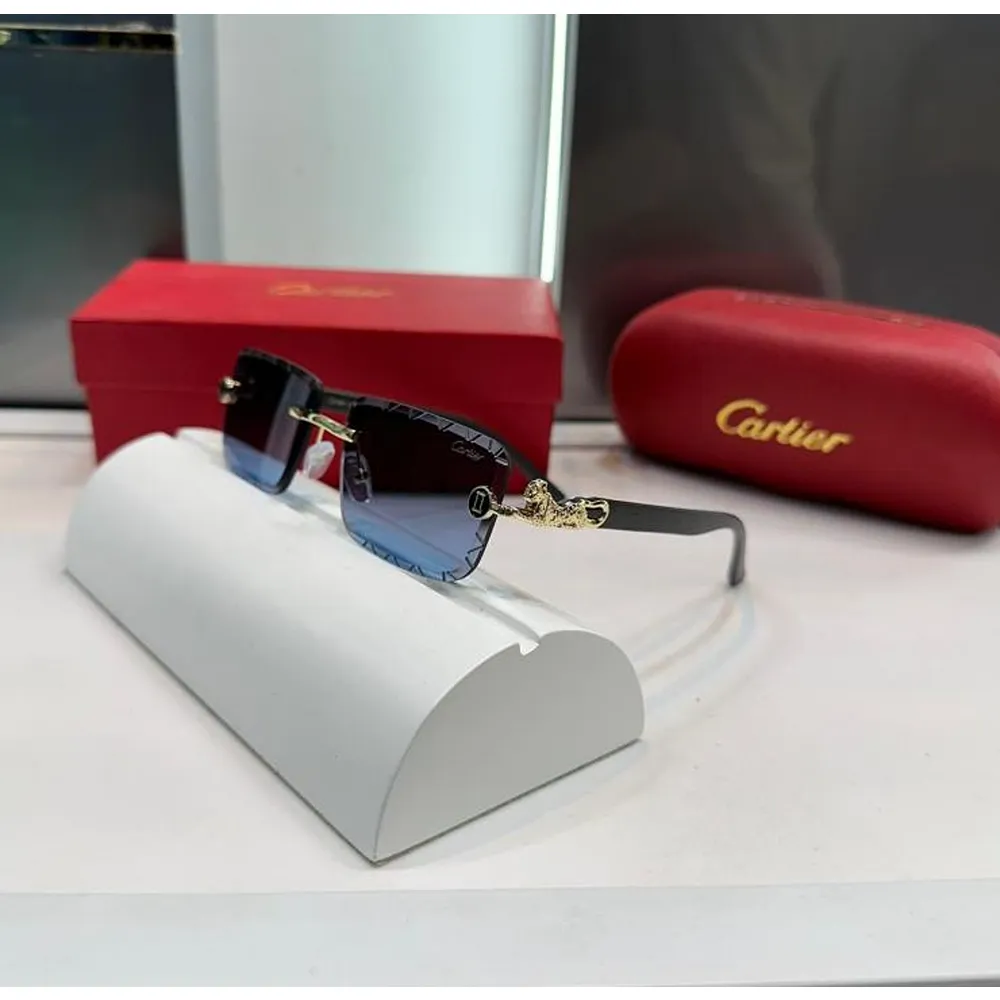 Stylish Cartier Sunglass Gold Blue For Men (FT647) - Image 2