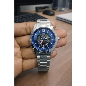 Premium Luxury Fossil Automatic Watch Silver Blue For Men