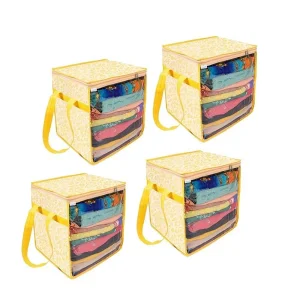 Saree Cover With Handles and Transparent Front (Pack of 4)