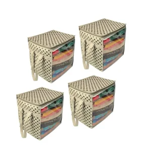 Saree-Cover Printed Non Woven With Handles and Transparent Front (Pack of 4)