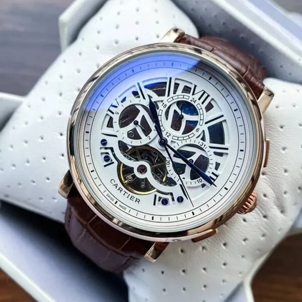 Premium Cartier Roman Watch Tourbillon Back Open Automatic For Men (SUP137) - Image 3