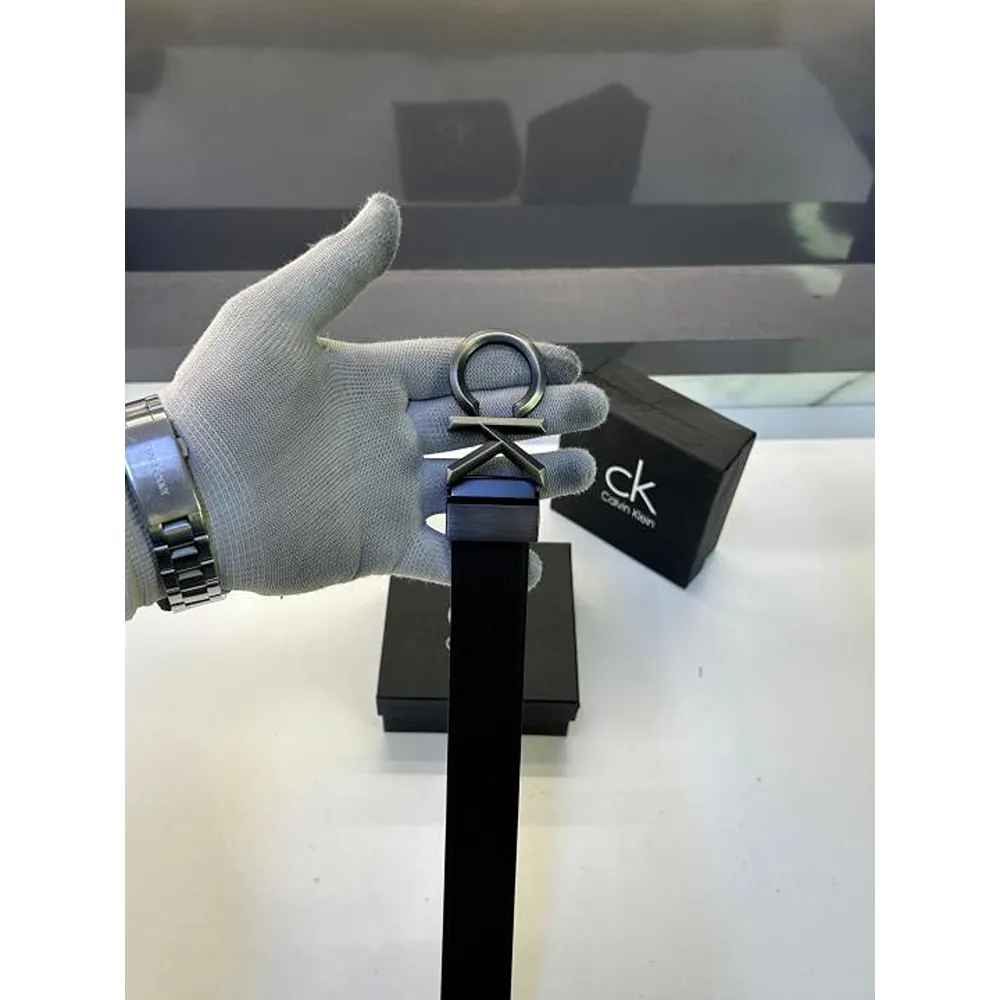 Premium Calvin Klein Belt Black Silver For Men (SUP1663) - Image 2