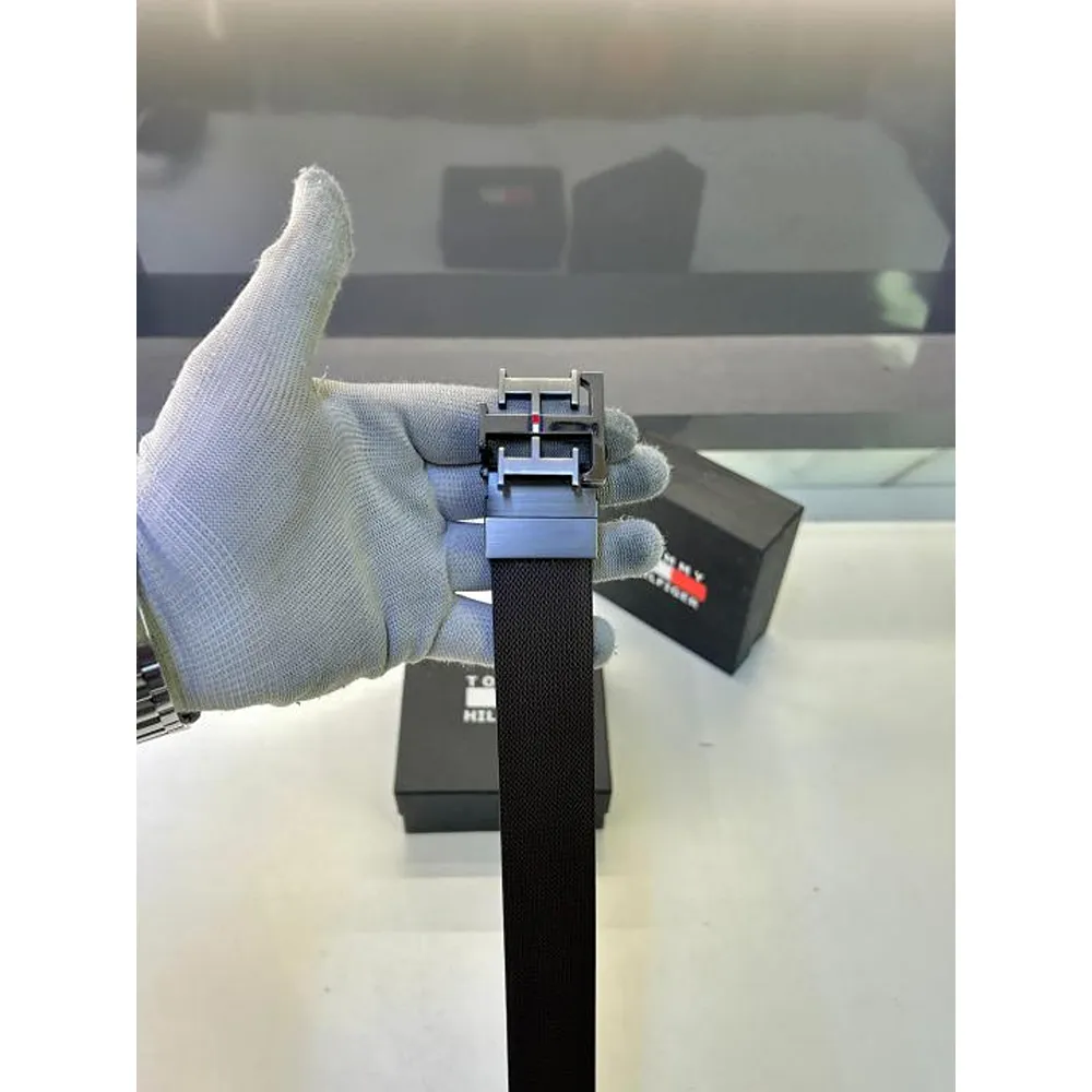 Stylish Tommy Hilfiger Belt Black Silver For Men (SUP1673) - Image 2